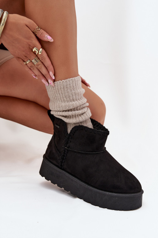 Women's Snow Boots On Platform With Stitching Big Star SS274128 Black