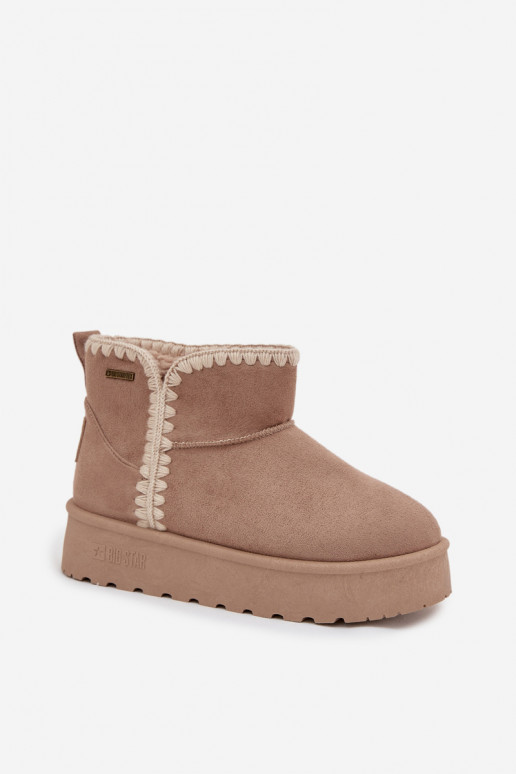 Śniegowce Damskie Na PlatformiewithPrzeszyciami Big Star SS274129 Beżowe