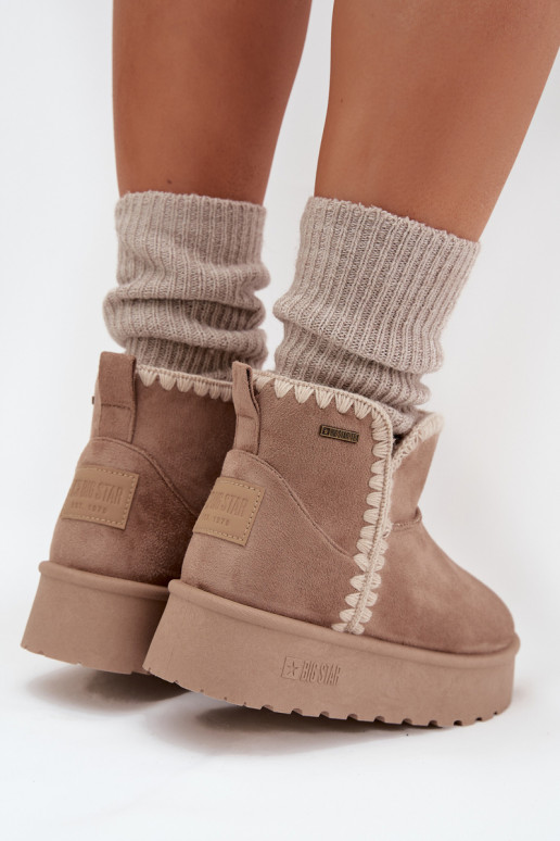 Women's Snow Boots On Platform With Stitching Big Star SS274129 Beige