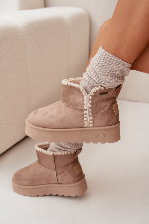 Women's Snow Boots On Platform With Stitching Big Star SS274129 Beige