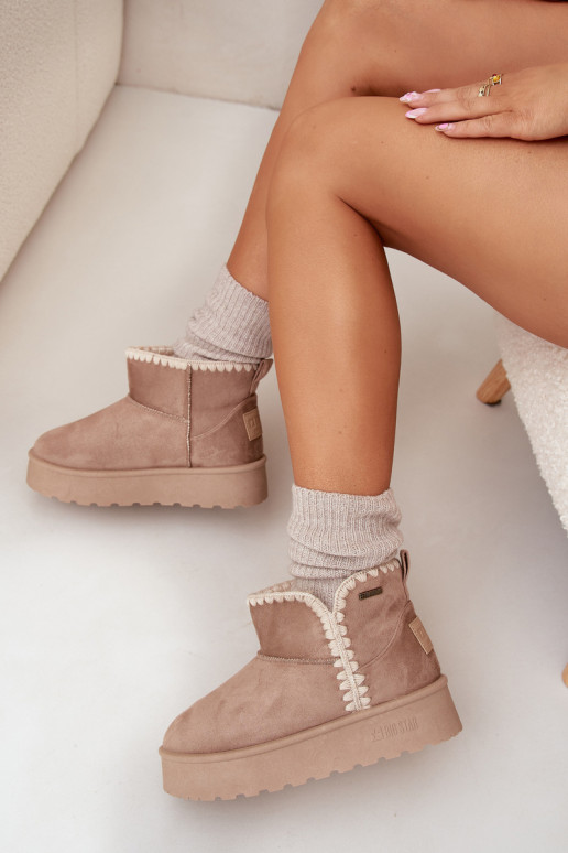 Women's Snow Boots On Platform With Stitching Big Star SS274129 Beige