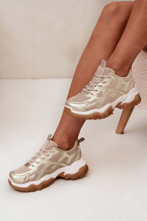 Women's Sports Shoes Sneakers Big Star SS274014 Beige-Gold