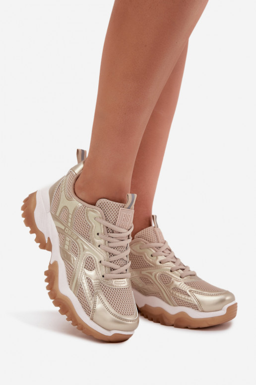 Women's Sports Shoes Sneakers Big Star SS274014 Beige-Gold