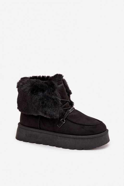 Women's Snow Boots On Platform With Fur And Lacing Big Star SS274113 Black Women's Snow Boots On Platform With Fur And Lacing Big Star SS274113 Black