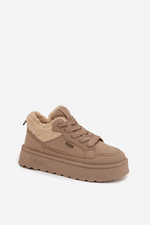 Women's Platform Sneakers With Sheepskin Big Star SS274105 Beige
