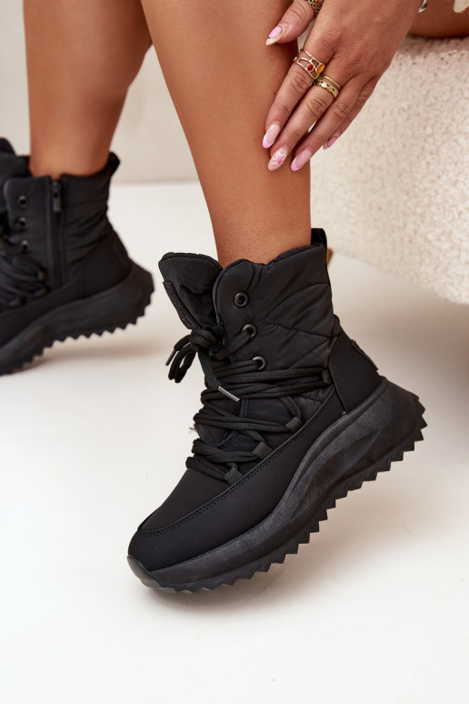 Women s Snow Boots With Zipper Big Star SS274059 Black