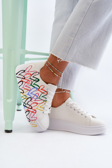 Damskie SneakersywithSercami Białe Claral 2