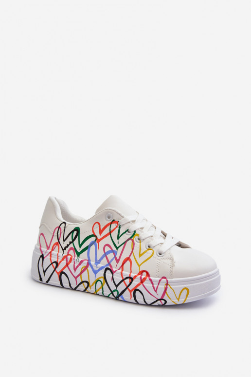 Women's Sneakers with Hearts White Claral Women's Sneakers with Hearts White Claral