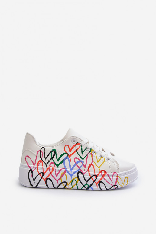Women's Sneakers with Hearts White Claral Women's Sneakers with Hearts White Claral