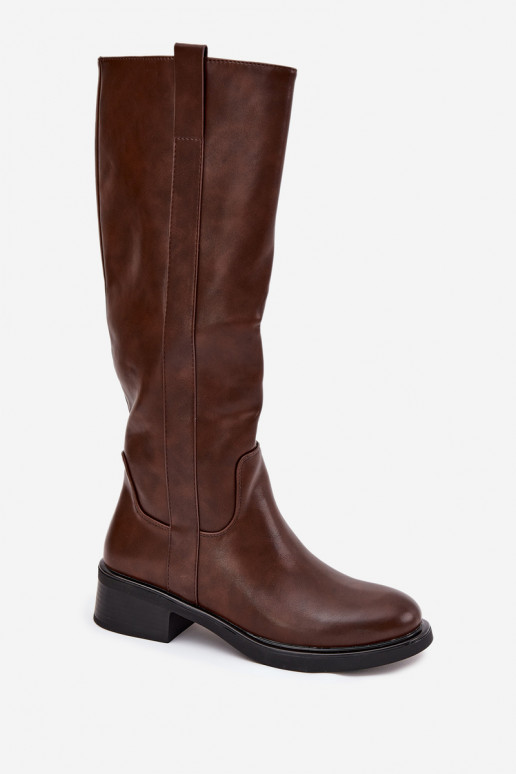 Women's Officer Boots With Low Heel Insulated Brown Averna Women's Officer Boots With Low Heel Insulated Brown Averna
