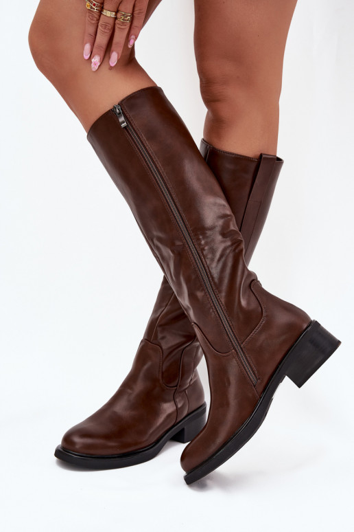 Women's Officer Boots With Low Heel Insulated Brown Averna Women's Officer Boots With Low Heel Insulated Brown Averna
