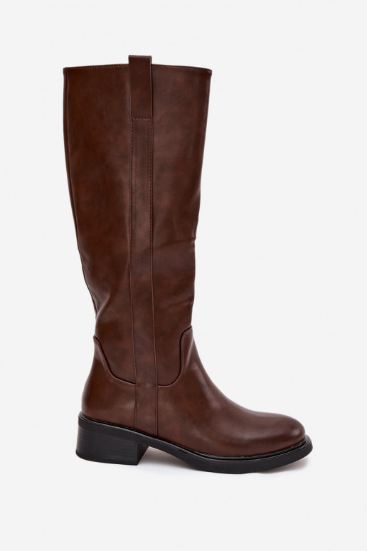 Women's Officer Boots With Low Heel Insulated Brown Averna Women's Officer Boots With Low Heel Insulated Brown Averna