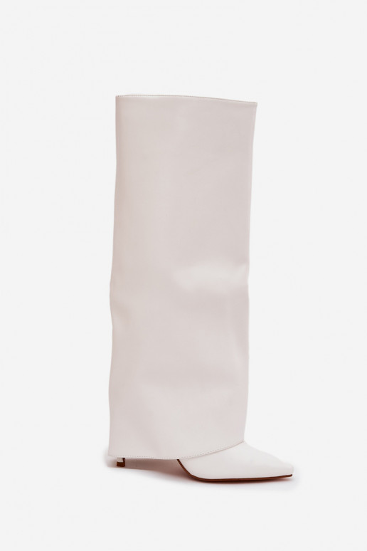 Warm Heeled Boots with Folded Shaft White Tamonia
