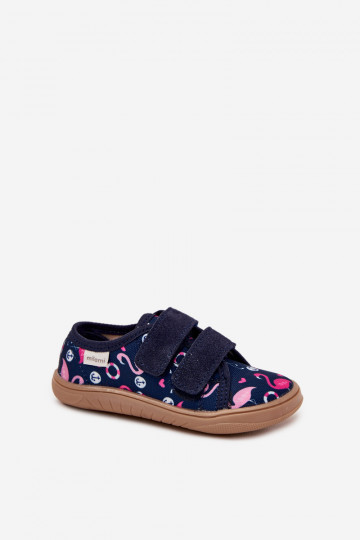 Girls Barefoot Slippers Flamingos Milami Navy Saphira