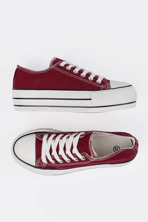 INomens burgundy color shoes Inith platform
