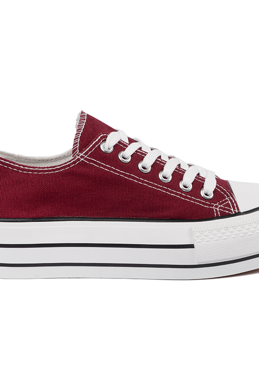 INomens burgundy color shoes Inith platform