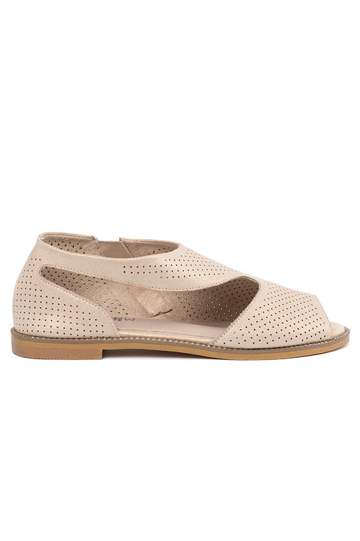 gold color sandals openInork on a flat sole