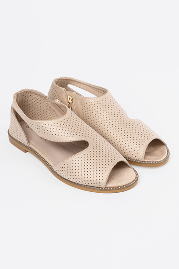 gold color sandals openInork on a flat sole
