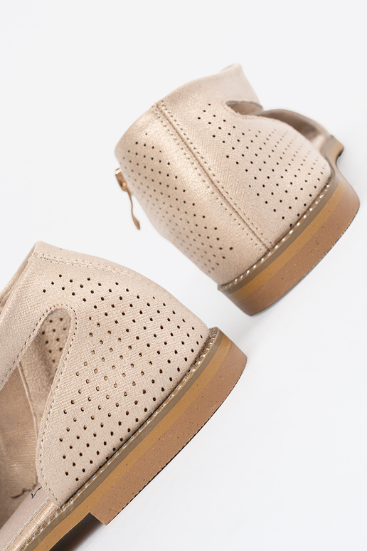 gold color sandals openInork on a flat sole