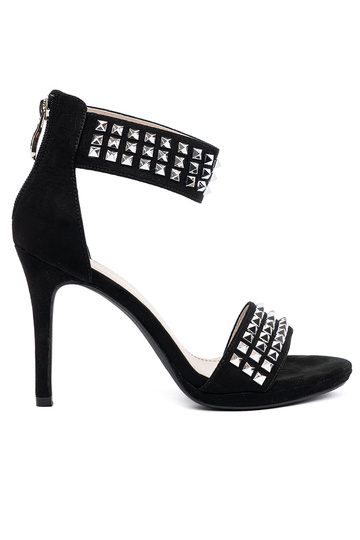 sandals on a high heel black Inith zircons 2