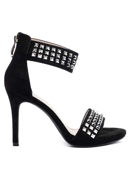 sandals on a high heel black Inith zircons