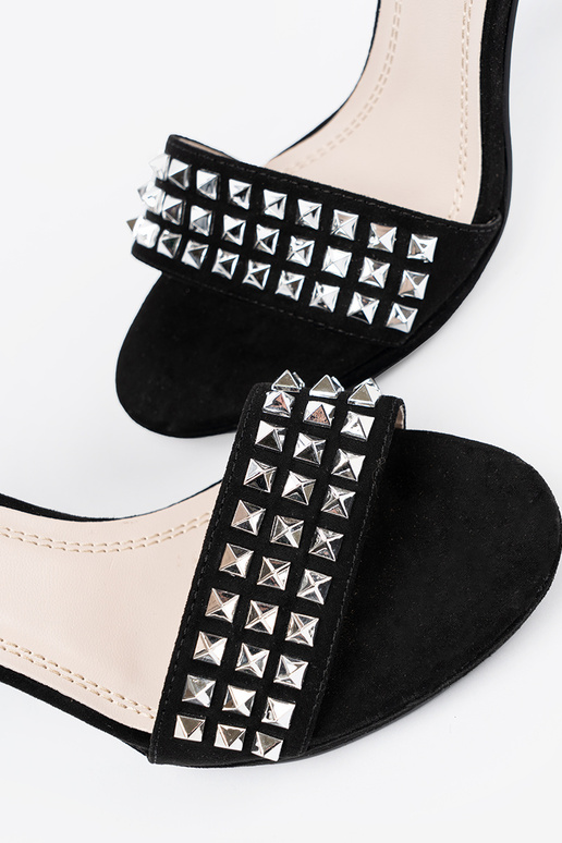 sandals on a high heel black Inith zircons