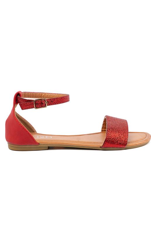 red flat sandals z zakrytą piętą