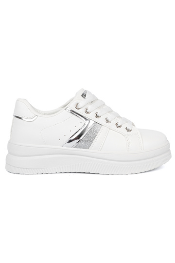 INhite color Sneakers z metallicm silverm akcentem 2