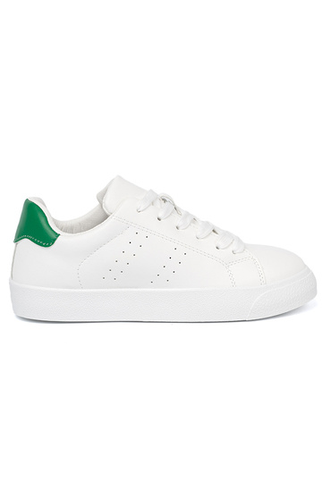 The classic model Inhite color Sneakers z greenm akcentem 2