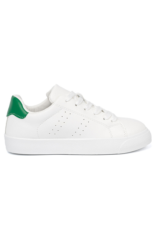 The classic model Inhite color Sneakers z greenm akcentem