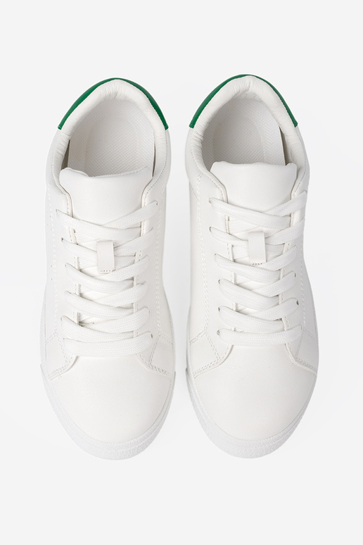 The classic model Inhite color Sneakers z greenm akcentem