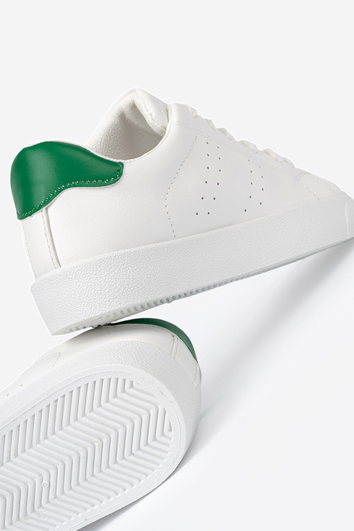 The classic model Inhite color Sneakers z greenm akcentem