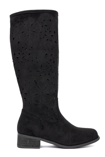 of suede black long boots przed kolano 2