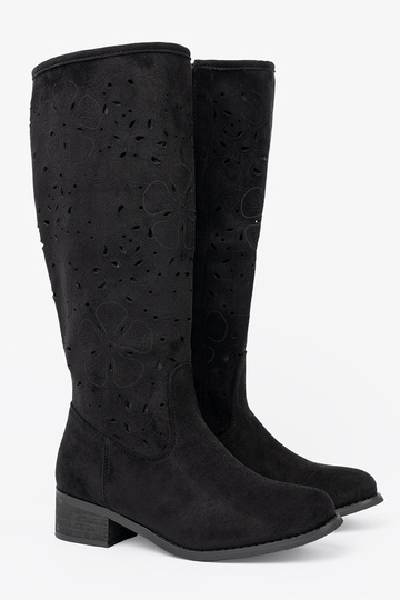 of suede black long boots przed kolano