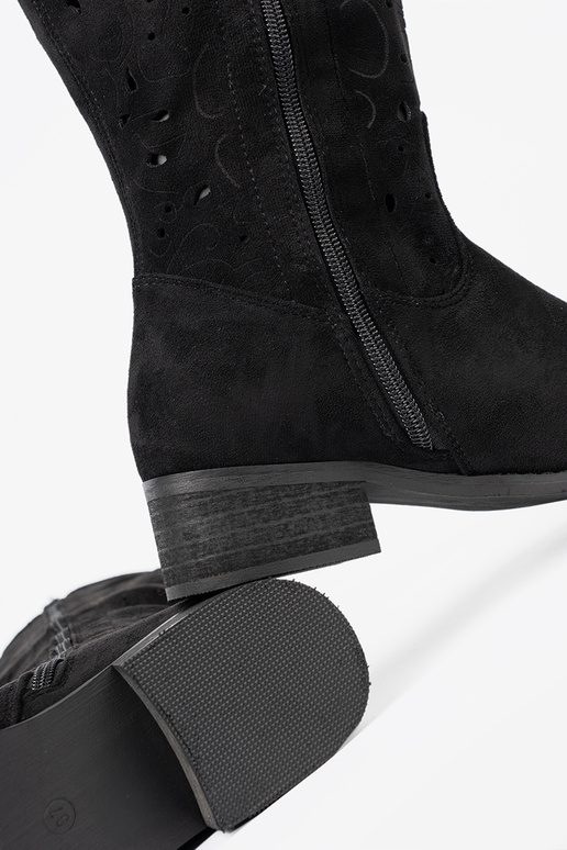 of suede black long boots przed kolano