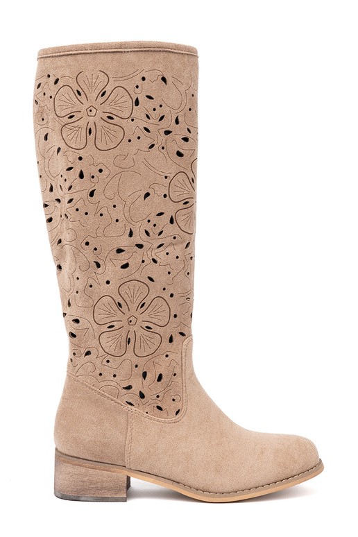 of suede beige long boots przed kolano of suede beige long boots przed kolano