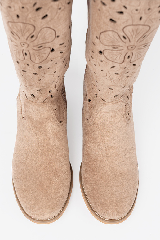 of suede beige long boots przed kolano of suede beige long boots przed kolano