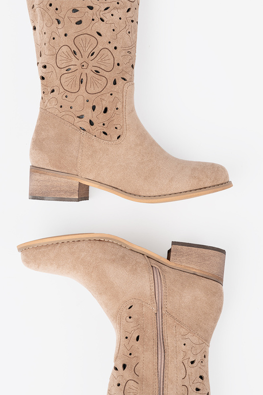 of suede beige long boots przed kolano of suede beige long boots przed kolano