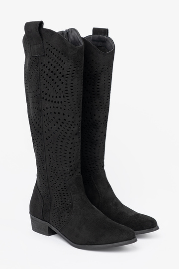 black openInork long boots In stylu koInbojek