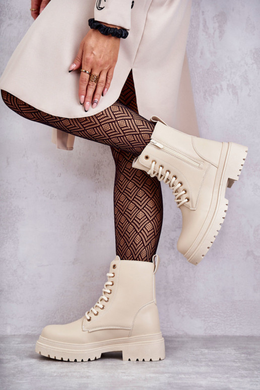 Women's Warm Leather Boots Light Beige Dorchen