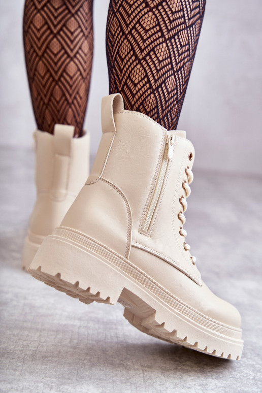 Women's Warm Leather Boots Light Beige Dorchen