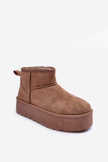 Suede Snow Boots On Platform Dark Beige Corcoran 2