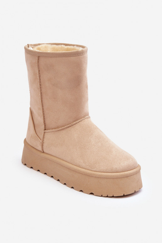 Women's Snow Boots with Faux Fur Lining Beige Abrams