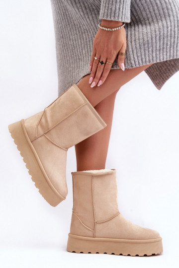 Women's Snow Boots with Faux Fur Lining Beige Abrams 2