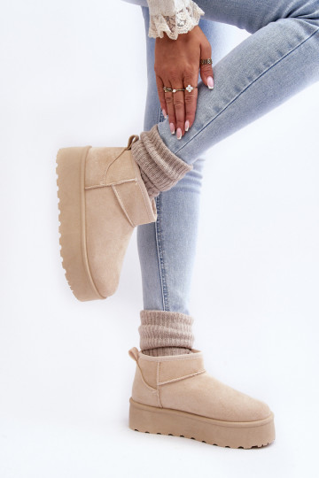 Women's Suede Snow Boots on Platform Light Beige Corcoran 2