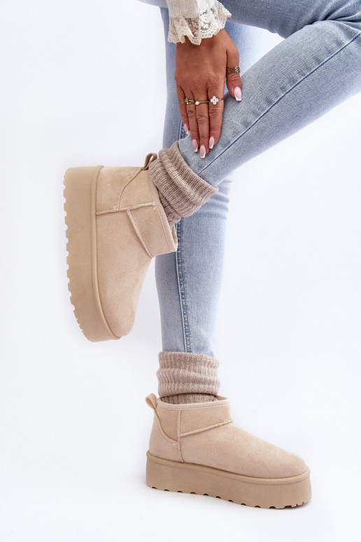 Women's Suede Snow Boots on Platform Light Beige Corcoran Women's Suede Snow Boots on Platform Light Beige Corcoran