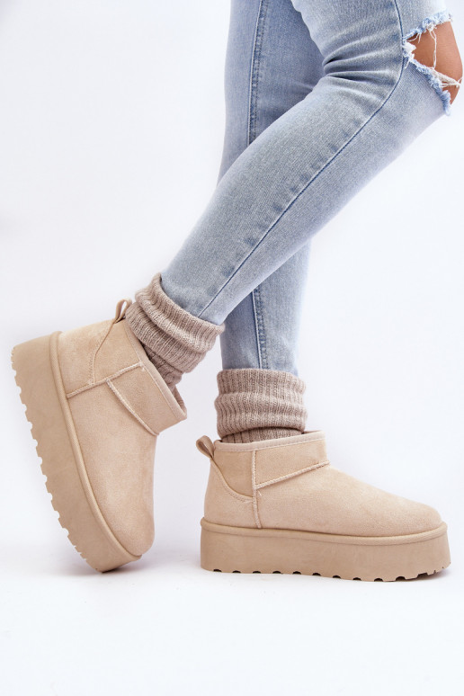 Women's Suede Snow Boots on Platform Light Beige Corcoran Women's Suede Snow Boots on Platform Light Beige Corcoran