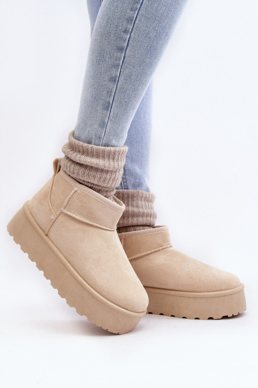 Women's Suede Snow Boots on Platform Light Beige Corcoran Women's Suede Snow Boots on Platform Light Beige Corcoran