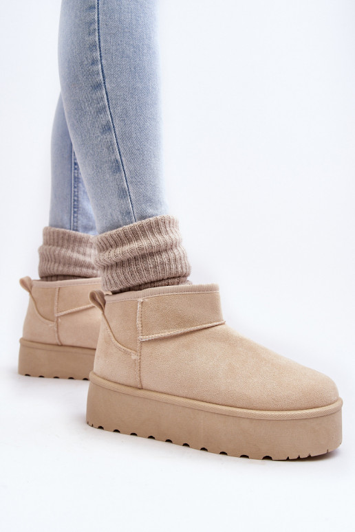 Women's Suede Snow Boots on Platform Light Beige Corcoran Women's Suede Snow Boots on Platform Light Beige Corcoran
