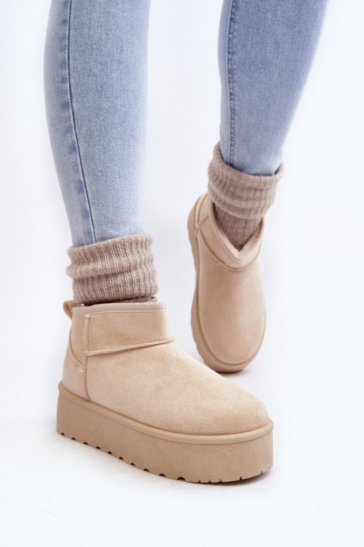 Women's Suede Snow Boots on Platform Light Beige Corcoran Women's Suede Snow Boots on Platform Light Beige Corcoran